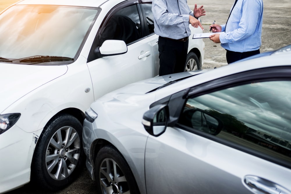 Car Accident Two Persons Talking About Car Accident