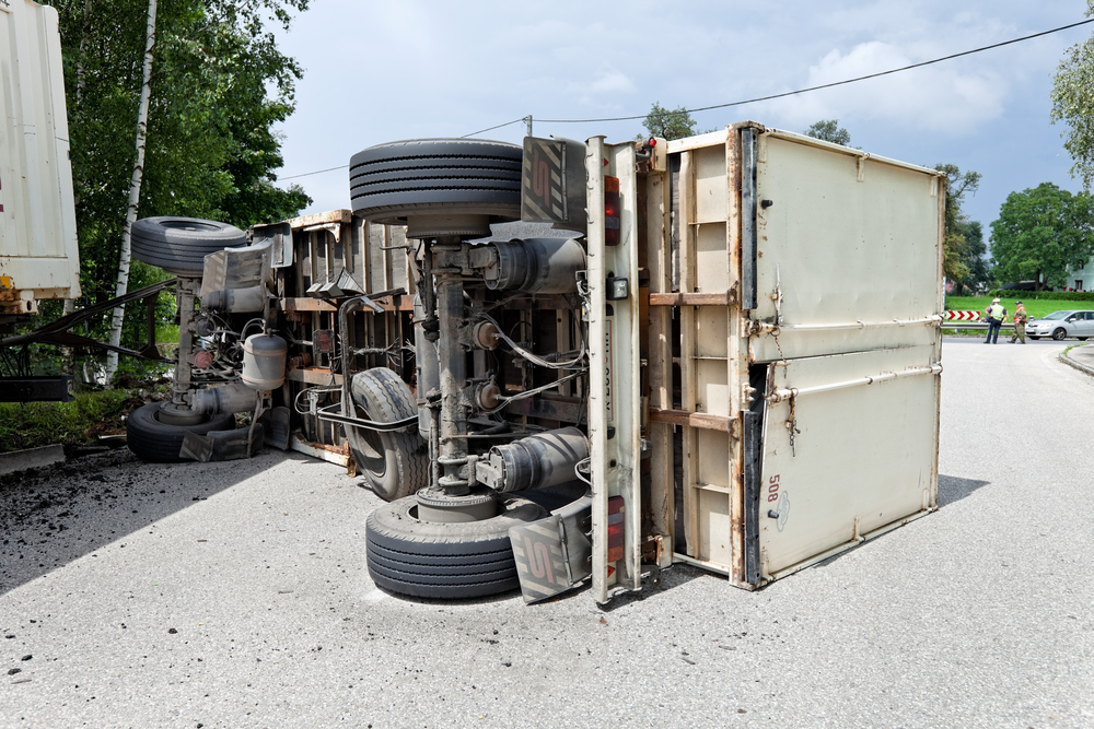 Photo of a Rolled Over Truck